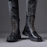 MEN'S CASUAL PATCHWORK ZIP-UP MOTORCYCLE BOOTS 32732082S