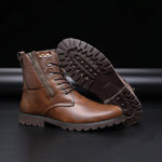 MEN'S STYLISH SIDE ZIPPER HIGH-TOP LACE-UP BOOTS 74537361S