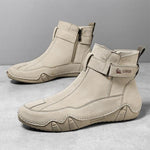 MEN'S SOLID COLOR SIDE ZIPPER RETRO ANKLE BOOTS 02388809YL