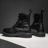 MEN'S STYLISH BLACK EIGHT-HOLE LACE-UP MOTORCYCLE BOOTS 25108579S