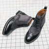 MEN'S CASUAL POINTED TOE CARVED LACE-UP ANKLE BOOTS 43304306S