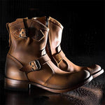 MEN'S RETRO BUCKLE LEATHER BOOTS 58372334YL