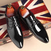 MEN'S POINTED TOE LACE-UP SHINY LEATHER SHOES 84489087S