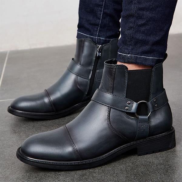 MEN'S SIDE ZIPPER ELASTIC RETRO WORKWEAR BOOTS 08932181YL