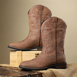 MEN'S SOLID COLOR EMBROIDERED COWBOY BOOTS 23229455YL