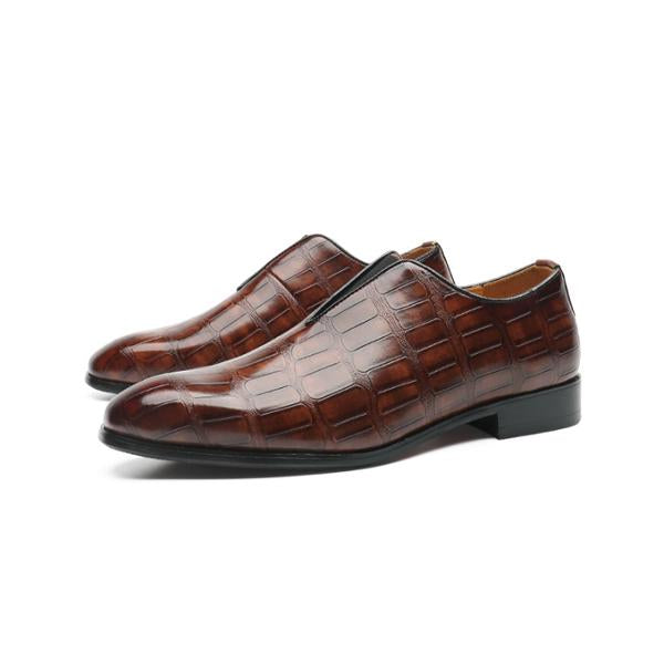 MEN'S CROCODILE PATTERN VINTAGE SLIP-ON DRESS SHOES 20799054S