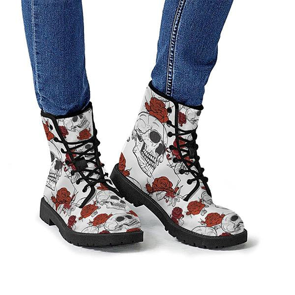 MEN'S SKULL DESIGN LACE UP CANVAS BOOTS 77427564YL