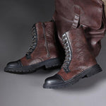 MEN'S CASUAL PATCHWORK ZIP-UP MOTORCYCLE BOOTS 32732082S