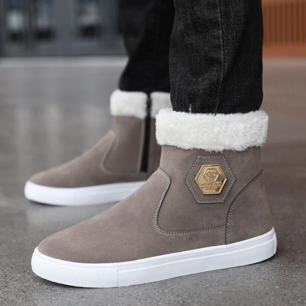 MEN'S FASHION PLUSH SIDE ZIPPER ANKLE SNOW BOOTS 03174802S