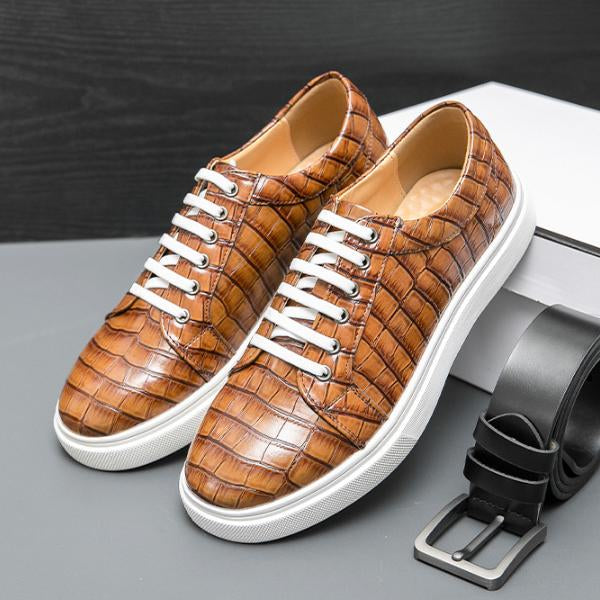 MEN'S STONE PATTERN LACE-UP CASUAL SNEAKERS 29660281S