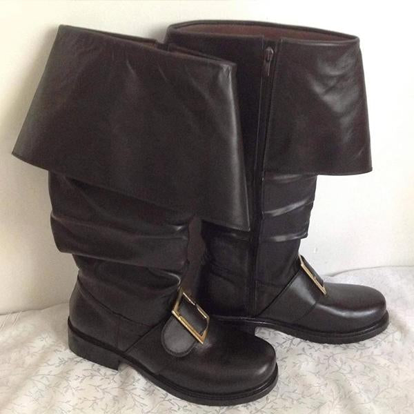 MEN'S VINTAGE BUTTON DETAIL KNEE-HIGH CUFFED BOOTS 66635530S