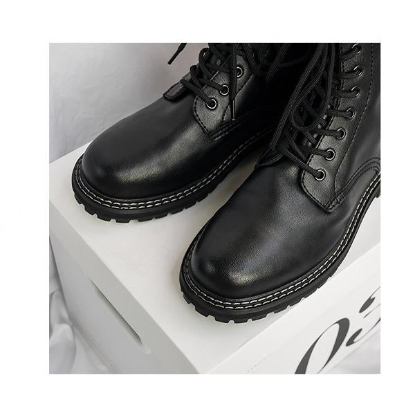 MEN'S WARM LINED FAUX FUR BLACK CASUAL LACE UP BOOTS 76991650YL