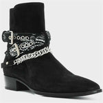 MEN'S RETRO METAL CHAIN ANKLE BOOTS 17751671YL