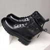 MEN'S STYLISH BLACK THICK-SOLED LACE-UP BOOTS 76330695S