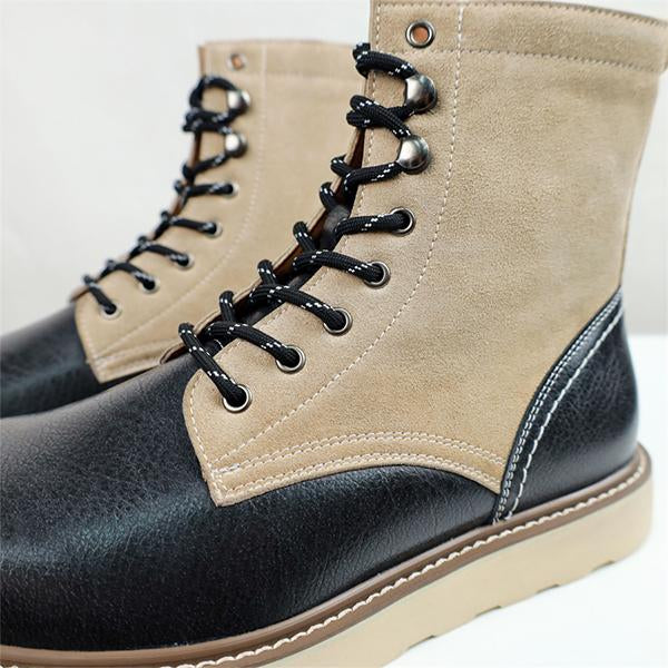 MEN'S CASUAL CONTRAST COLOR LACE-UP WORK STYLE BOOTS 20972198S