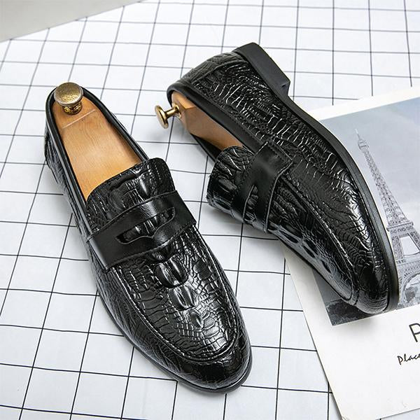 MEN'S SOFT SOLED THICK HEELED BUSINESS LEATHER DRESS SHOES 96660073YL