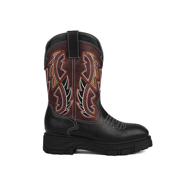 MEN'S ROUND TOE EMBROIDERED RETRO BOOTS 99333081YL