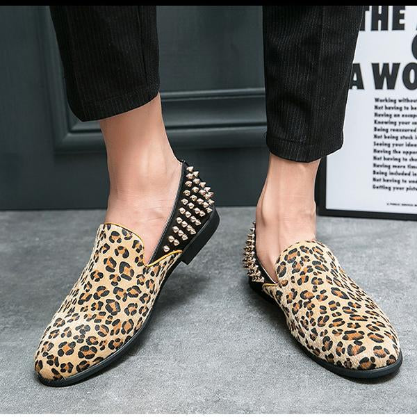 MEN'S STYLISH RIVET LEOPARD PATTERN SHOES 03709556YL