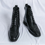 MEN'S POINTED METAL BUCKLE RETRO DESIGN LACE UP BOOTS 96684680YL