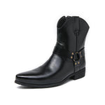 MEN'S SIDE ZIPPER POINTED WESTERN LEATHER BOOTS 52485351YL