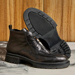 MEN'S HIGH TOP ZIPPERED DISTRESSED MARTIN BOOTS 42153428S