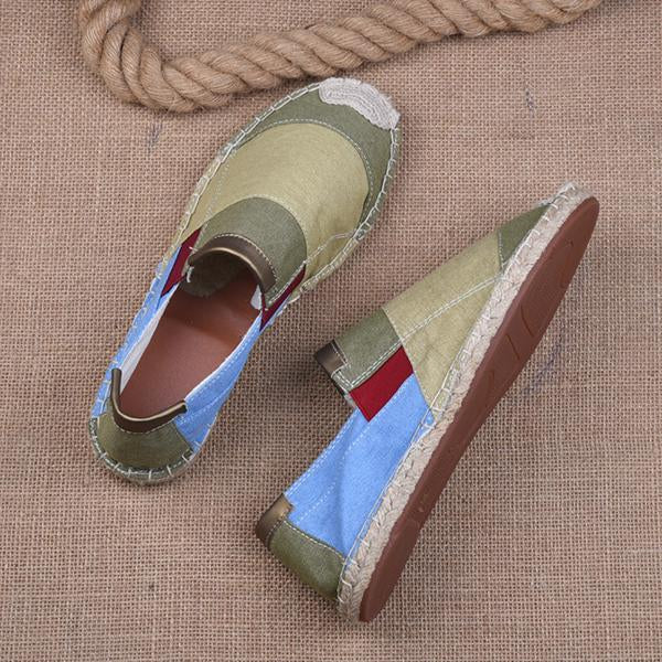 MEN'S LINEN CONTRAST COLOR CASUAL ESPADRILLES 16531277S