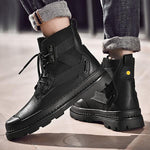 MEN'S CASUAL BLACK THICK SOLE BUSINESS MARTIN BOOTS 39346658S