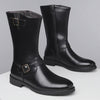 MEN'S SIMPLE BLACK SIDE ZIPPER BIKER BOOTS MUA0530G1I