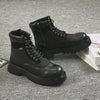 MEN'S VINTAGE LACE-UP BLACK LEATHER BOOTS MUA1533G5I
